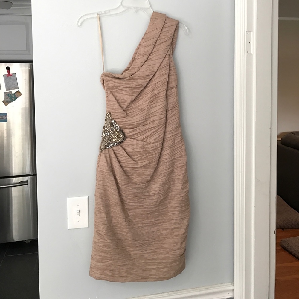 One Shoulder Dress, champagne color